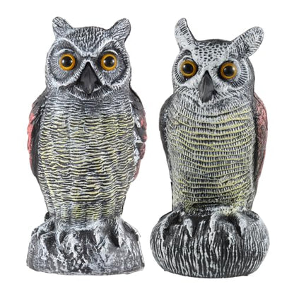 Hedoc 2 Pack Fake Owl Decoys to Scare Birds Away from Gardens and Rooftop, Long-Eared Owl Bird Deterrents, Nature Scarecrow Plastic Owls Pest Repellent, Owl Statue for Garden Decor, Yard Decoration - style: Long-Eared Owl
