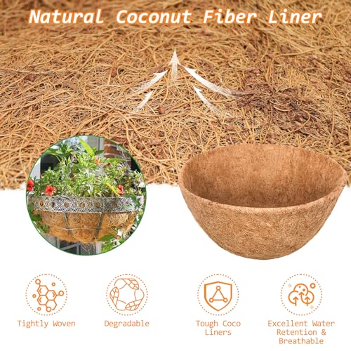 Riare 6 Pack 10 Inch Coco Liners for Planters, Round Hanging Baskets Liners - size: 10inch