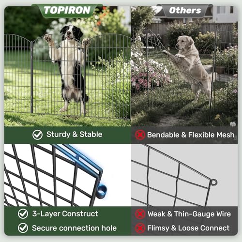 3-Layer Garden Fence with Gate 10 Panel 40in H×23ft L - size: 40 in (H)