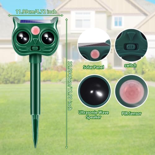 Cat Repellent Outdoor 4 Pack Solar Ultrasonic Animal Repeller for Deer
