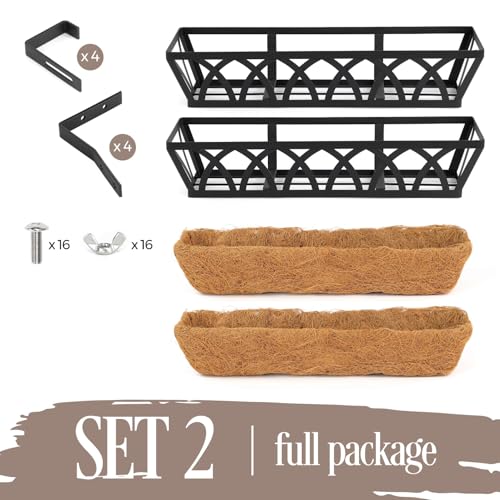 2 Pack 36IN Window Box Planter Basket w/Adjustable Brackets (S1) - color: Set 2