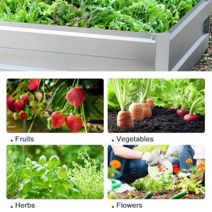 Galvanized Raised Garden Bed Kit, 8.3x3x1FT Metal Raised Garden Beds for Vegetables - size: 8.3*3*1FT