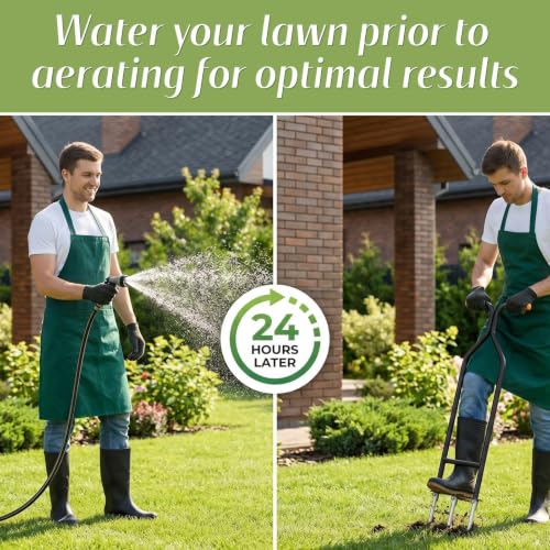 Manual Core Aerator Lawn Tool with 3 Stainless Steel Hollow Tines