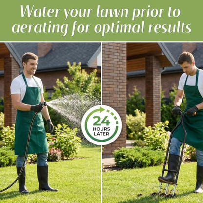Manual Core Aerator Lawn Tool with 3 Stainless Steel Hollow Tines