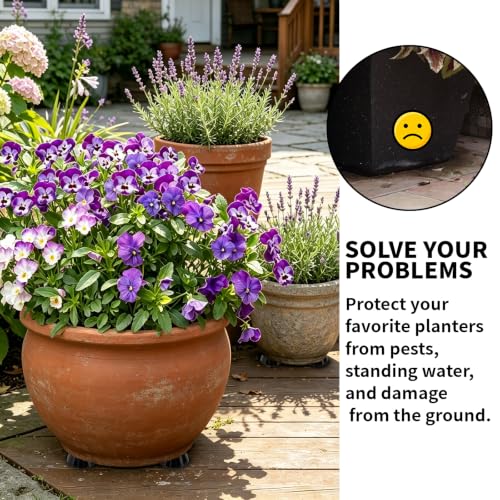Plant Pot Feet Rubber Pot Risers Planter Feet for Outdoor Indoor Planters - size: Large 12 Pack 2" W x 1" H
