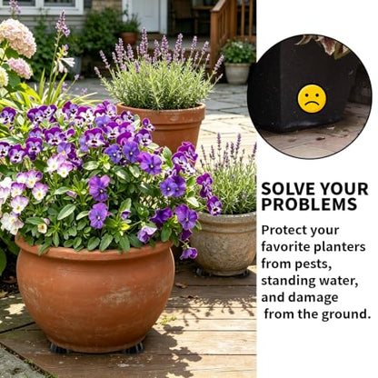 Plant Pot Feet Rubber Pot Risers Planter Feet for Outdoor Indoor Planters - size: Large 12 Pack 2" W x 1" H