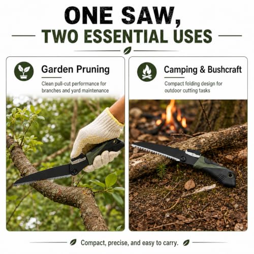 Saboten Japanese Folding Pruning Hand Saw, Made in Japan 5.1" (130mm), Resin-Resistant Fluorine Coated Blade, Sharp Pull-Cut Design for Bonsai, Florists, Garden & Tree Branches | forest Originals - size: 130mm (5.1")