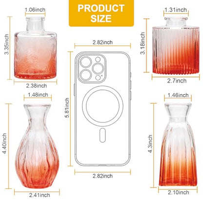 Glass Bud Vases Set of 4, Small Orange Flower Vases for Wedding Centerpiece - color: Orange