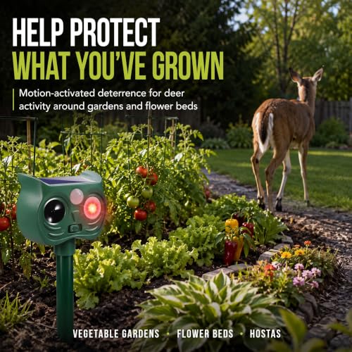 4 Pack Solar Deer & Raccoon Repellent Outdoor for Garden & Vegetable Beds
