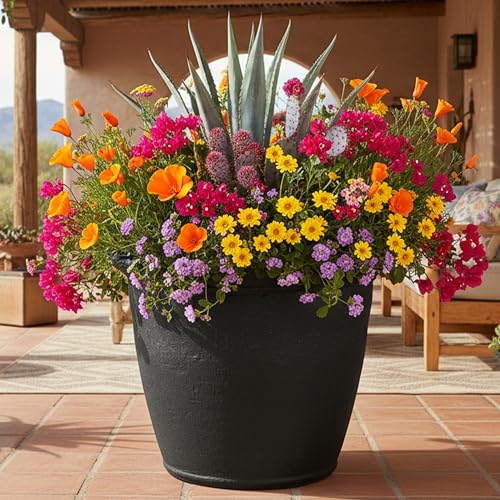 Sunnydaze Anjelica 20'' Large Plastic Planter Pot for Plants, Black - color: Matte Black, size: 20 in