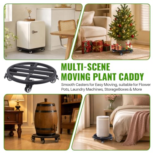 12 Inch Metal Rolling Plant Caddy with Wheels