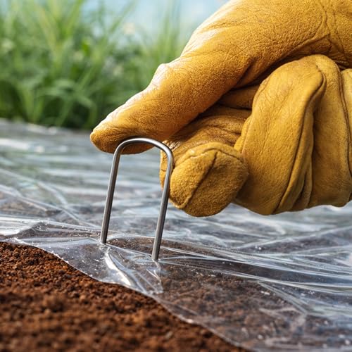 DeWitt 6 Inch U-Shaped Rounded Top Steel Anchor Pins, Silver, 100 Count