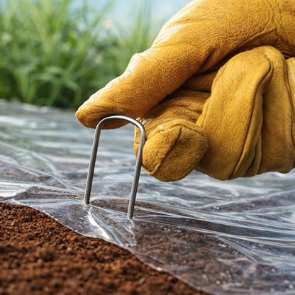 DeWitt 6 Inch U-Shaped Rounded Top Steel Anchor Pins, Silver, 100 Count