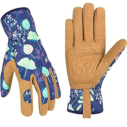 Women's Leather Gardening Gloves, Breathable Thorn-Proof Yard Work Gloves for Digging&Planting - size: Medium