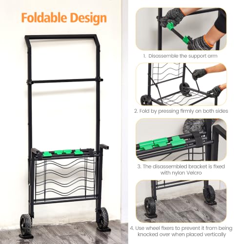 Foldable Leaf Bag Holder, 30-45 Gallon Mobile Trash Bag Stand