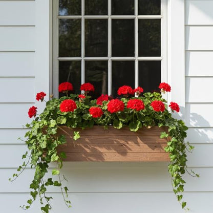 Handmade Rustic Cedar Herb Window Planter Box – Wooden Window & Railing Planter for Indoor or Outdoor Use, Made in USA (12) - size: 12 Inch