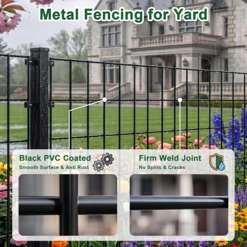 Black PVC Coated Welded Wire Fence 3FT(36") x 50FT, 16GA Garden Fencing Roll - size: 36in50FT