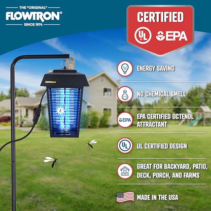Flowtron Electric Bug Zapper, 1 Acre Outdoor, 40W UV, 5600V Zap, Black - color: Midnight Black
