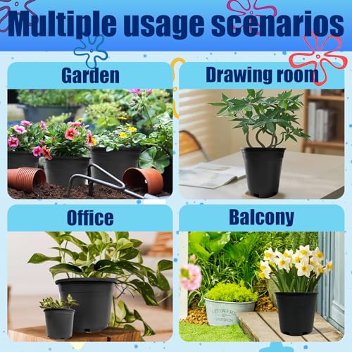 Pots for Plants 1 Gallon 10Pcs 6 inch Flexible Plastic Nursery Pot