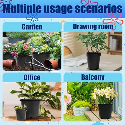 Pots for Plants 1 Gallon 10Pcs 6 inch Flexible Plastic Nursery Pot