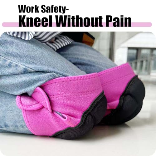 Women' s Work Knee Pads Adjustable - Thick Foam Padding, Pink Extra Large - color: Pink, size: X-Large