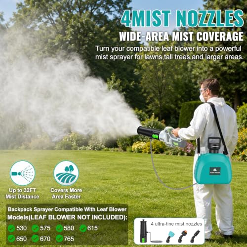 2-in-1 Battery Powered Sprayer Compatible for EGO Leaf Blower 530 575 580 - color: Green