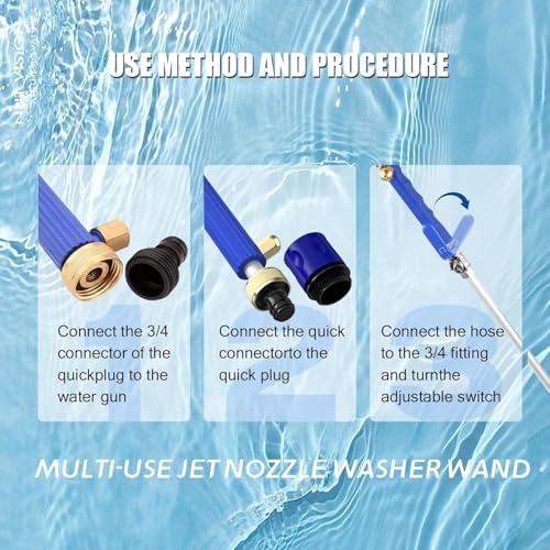 High Pressure Washer Extension Wand, Upgraded 2-in-1 Hydro Jet Hose Nozzle High Pressure for Car, 2026 New Water Arrow Sprayer, Jet Gutter Cleaning Tools for Patio Garden Outdoor Cleaning, Blue