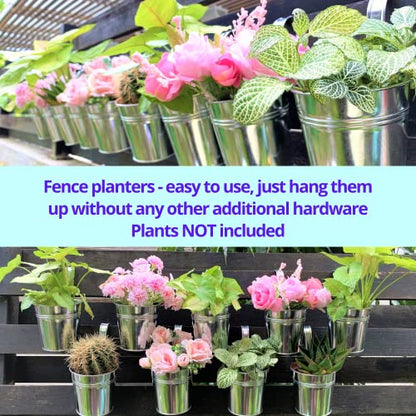 LaLaGreen Rail Planter for Balcony (6 in, 10 Pack) Silver Metal Railing Pot - size: 6 Inch (Silver)