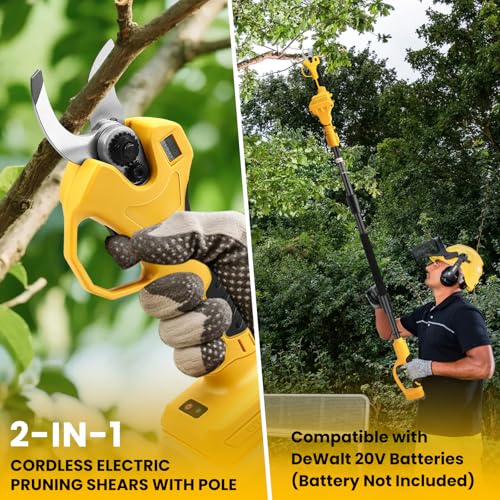2-in-1 Cordless Pole Pruning Shears for Dewalt 20V Battery (No Battery) - style: 2 in 1 Yellow for DeWalt 20V