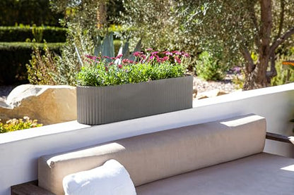 Veradek Demi Series Window Box Planter - Round Outdoor Planter - color: Gray, size: 36 inch - 2 Pack