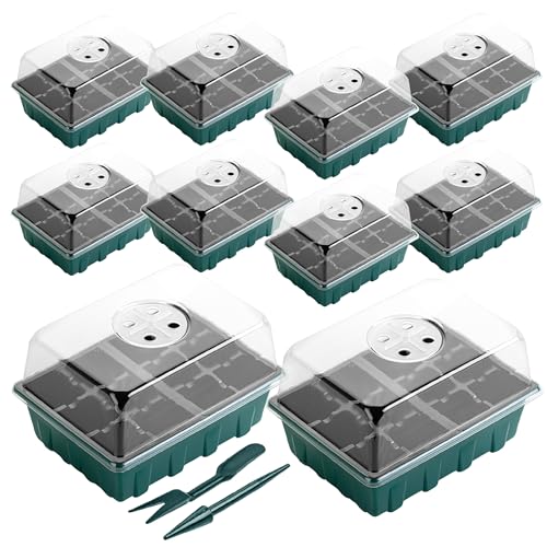 Mr. Pen- Seed Starter Tray Kits, 6.6"x4.6", 10 Set, Total 120 Cells - size: 12-Cells 10-Pack