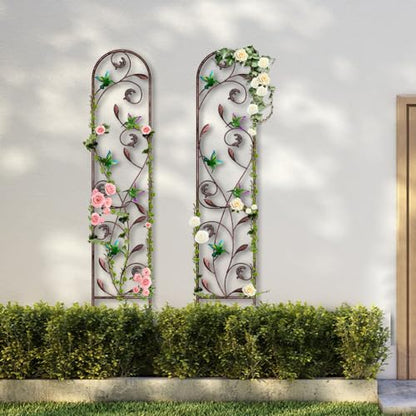 aboxoo 2-Pack Hummingbird Metal Garden Trellis for Climbing Plants - color: Hummingbird, size: 2pcs