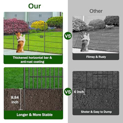 12 Panel No Dig Decorative Garden Fence with Gate 36" H x 24.1'L for Dogs - size: 36 in(H) X 24.1 ft(L)