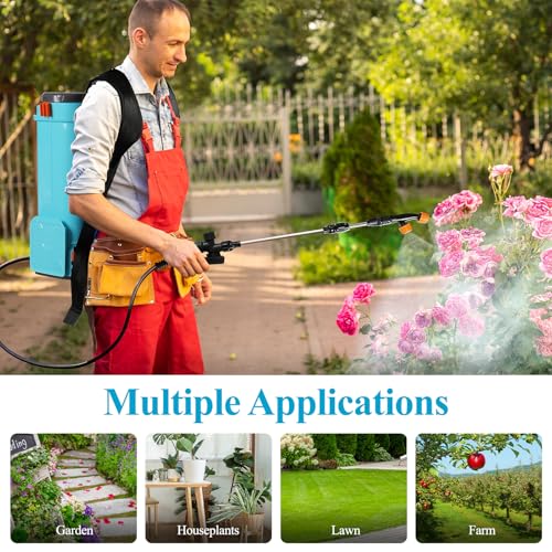 Battery Powered Backpack Sprayer 4 Gallon, 100 PSI Electric Garden Sprayer with 21V 2.6Ah Rechargeable Battery & 6 Adjustable Nozzles, for Weeding, Spraying - size: 4.2 Gallon