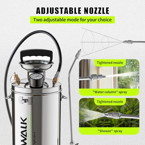 1 Gallon Pump Sprayer, Heavy Duty Stainless Steel Garden Sprayer with 14" All-Steel Wand & 4FT Reinforced Hose for Lawn Care, Weed Control & Pest Control, Includes Viton & EPDM Seals, Gloves - size: 1G/4L