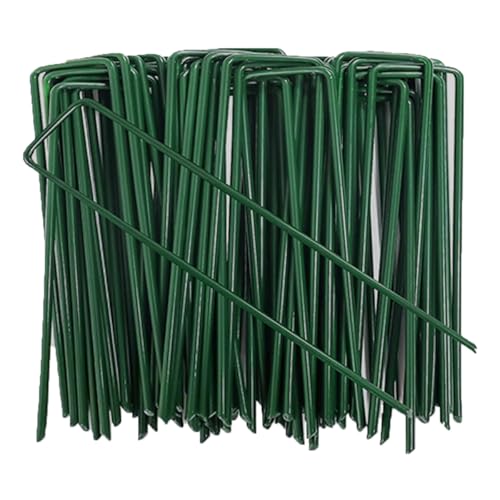 30-Pack 4 Inch 11 Gauge Green Galvanized Landscape Staples U-Shaped Anti-Rust Ground Garden Stakes Pins for Weed Barrier, Irrigation Tubing, Lawn & Tent - color: green, size: 4in