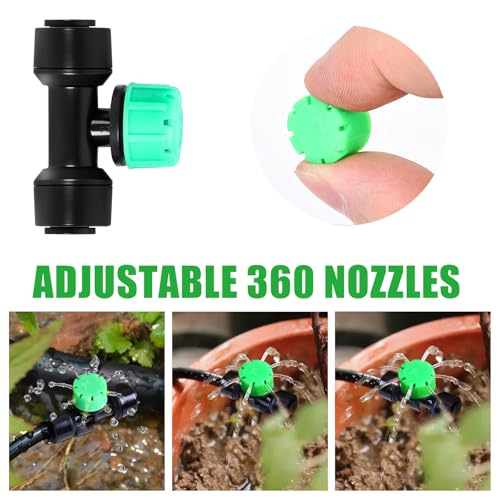 30 Pcs Three-Way Drip Irrigation Spray Emitters for 1/4 inch Tubing. - color: Green