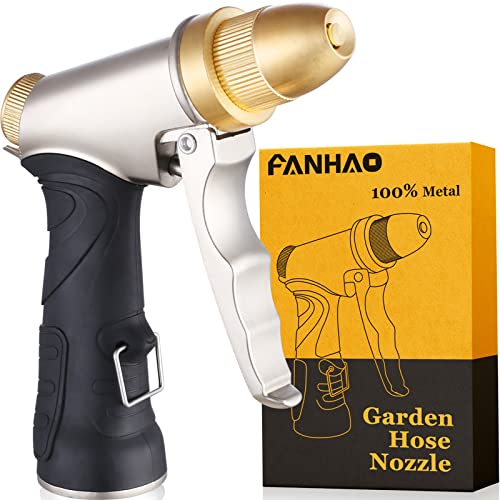 FANHAO Metal Water Hose Nozzle Heavy Duty, High Pressure, Leak Proof - color: Black & Silver, size: Adjustable Tip