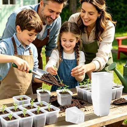 240 Pcs 3" Clear Square Nursery Pots, Seed Starter with Drainage Holes - color: Clear