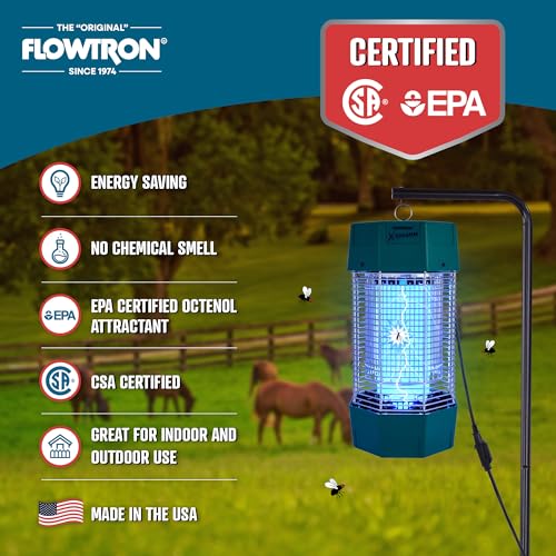 Flowtron Bug Zapper, 2 Acres Outdoor, 120W UV, 5600V, Octenol, Made in USA