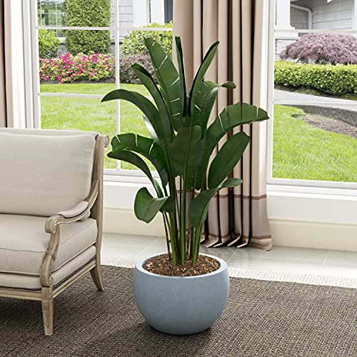 Kante Large Round Bowl Blue Gray Concrete Planter 20" Dia, Outdoor - color: Gray, size: 19.9" d