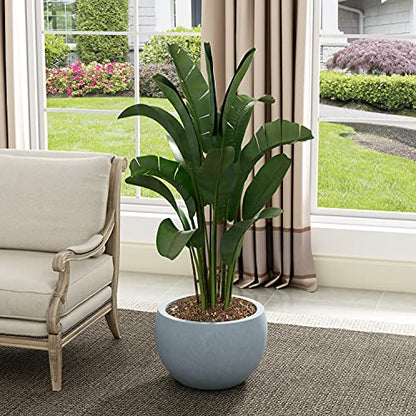 Kante Large Round Bowl Blue Gray Concrete Planter 20" Dia, Outdoor - color: Gray, size: 19.9" d