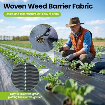 13x120ft Driveway Fabric, 5.2OZ Landscape Fabric for Weed Barrier & Gravel - size: 13x120 ft-5.2OZ