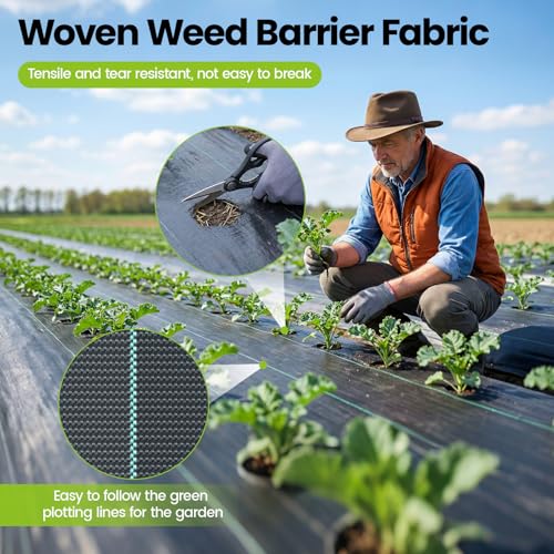 13x65ft Driveway Fabric, 5.2OZ Landscape Fabric for Weed Barrier & Gravel - size: 13x65 ft-5.2OZ