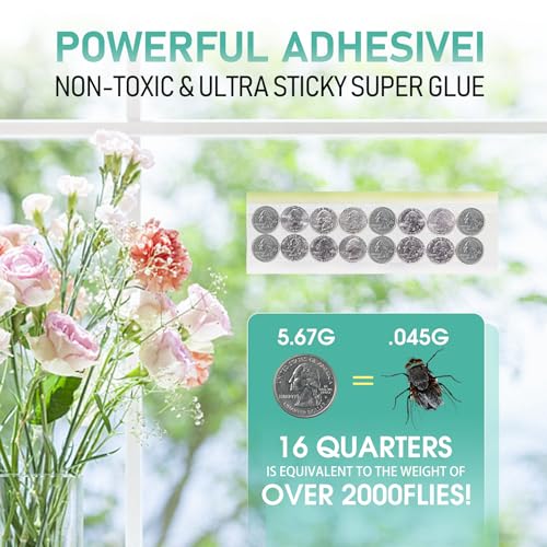 60 Pcs Window Fly Traps for Indoor/Outdoor, Insect, Bugs, Fly & Fruit Fly Glue Sticky Adhesive Insect Killer - Easy to Use, Waterproof, Disposable, Non-Toxic, and Odorless, Economic Pack