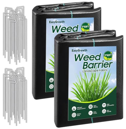 3 ft x 100 ft Weed Barrier Landscape Fabric, 3.2 oz, 20 Staples - size: 3*100FT