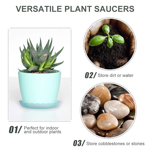 12Pcs Clear Plant Saucer, 6 8 10 Inch Durable Plastic Plant Tray, Round Plant Pot Saucers, Drip Tray for Indoor and Outdoor Garden, Amber Brown - color: Amber Brown(6" 8" 10")