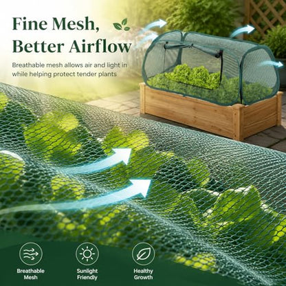 2 Pack Raised Bed Garden Covers,Pop Up Mesh Plant Covers, 45"X22"X16"