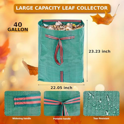 4-Pack 40-Gallon Reusable Collapsible Yard Waste Bags with Dustpan - style: 4 pack Yard Waste Bags