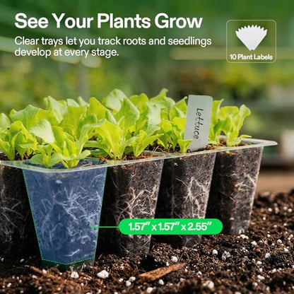VIVOSUN 6-Pack Seed Starter Trays & 10"x20.75" Seedling Heat Mat - size: 6-Pack 72-Cell, style: Trays with 10"x20.75" Heat Mat